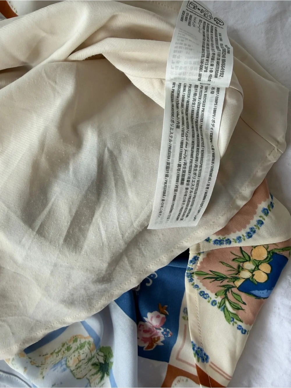 Abercrombie & Fitch Cream and Blue Scarf-Print Maxi Slip Dress